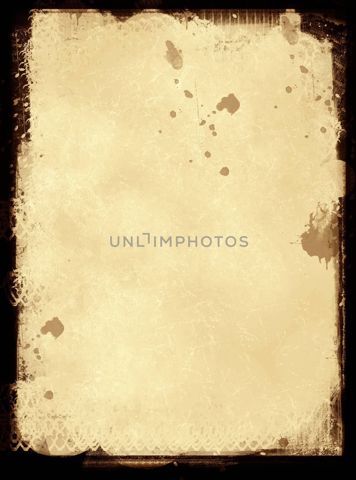 Computer designed grunge border and aged textured paper background