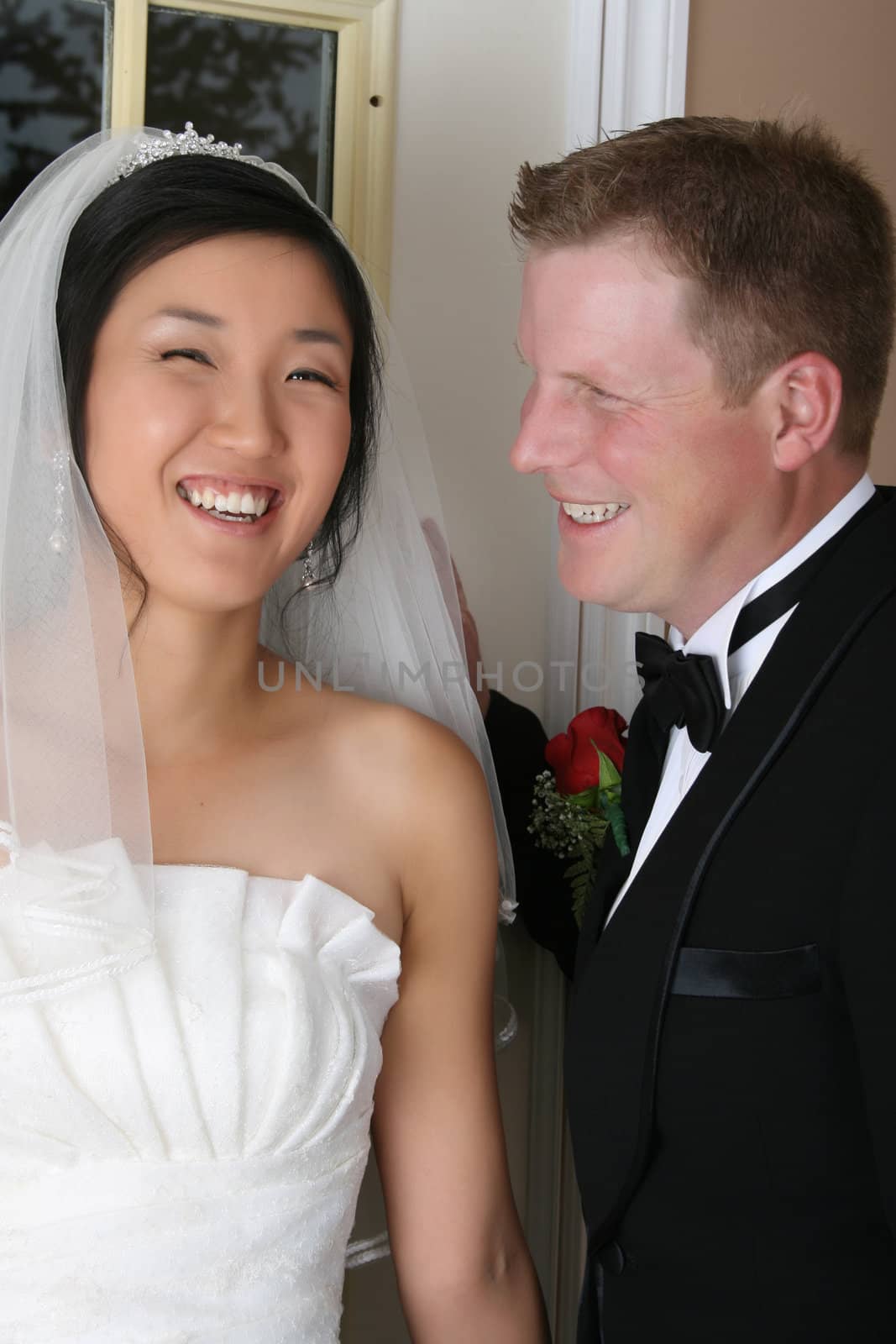 Beautiful couple on their wedding day in traditional attire 