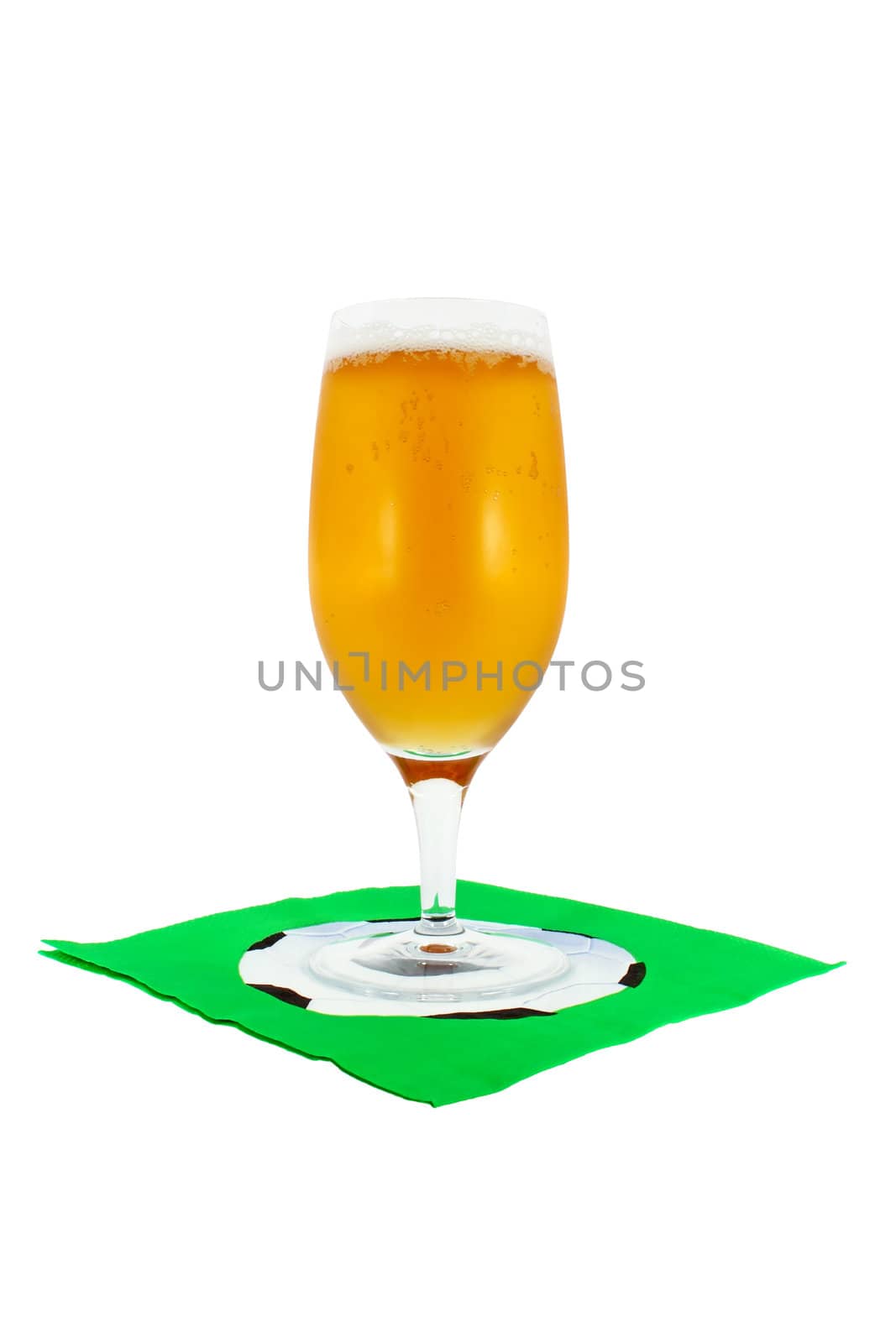 Glass of cold beer pleasure for fans isolated on white