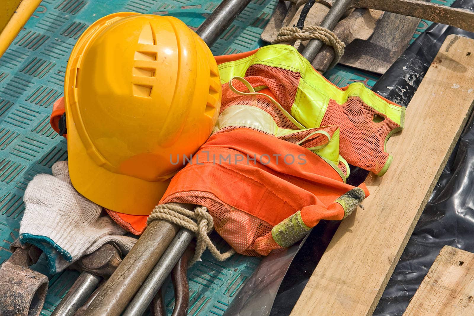 Construction worker supplies close up by cozyta