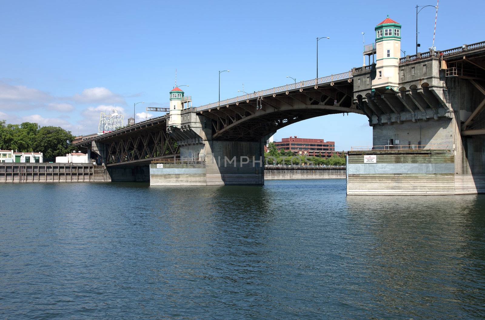 The Morrison bridge a landmark in Portland Oregon bridges.