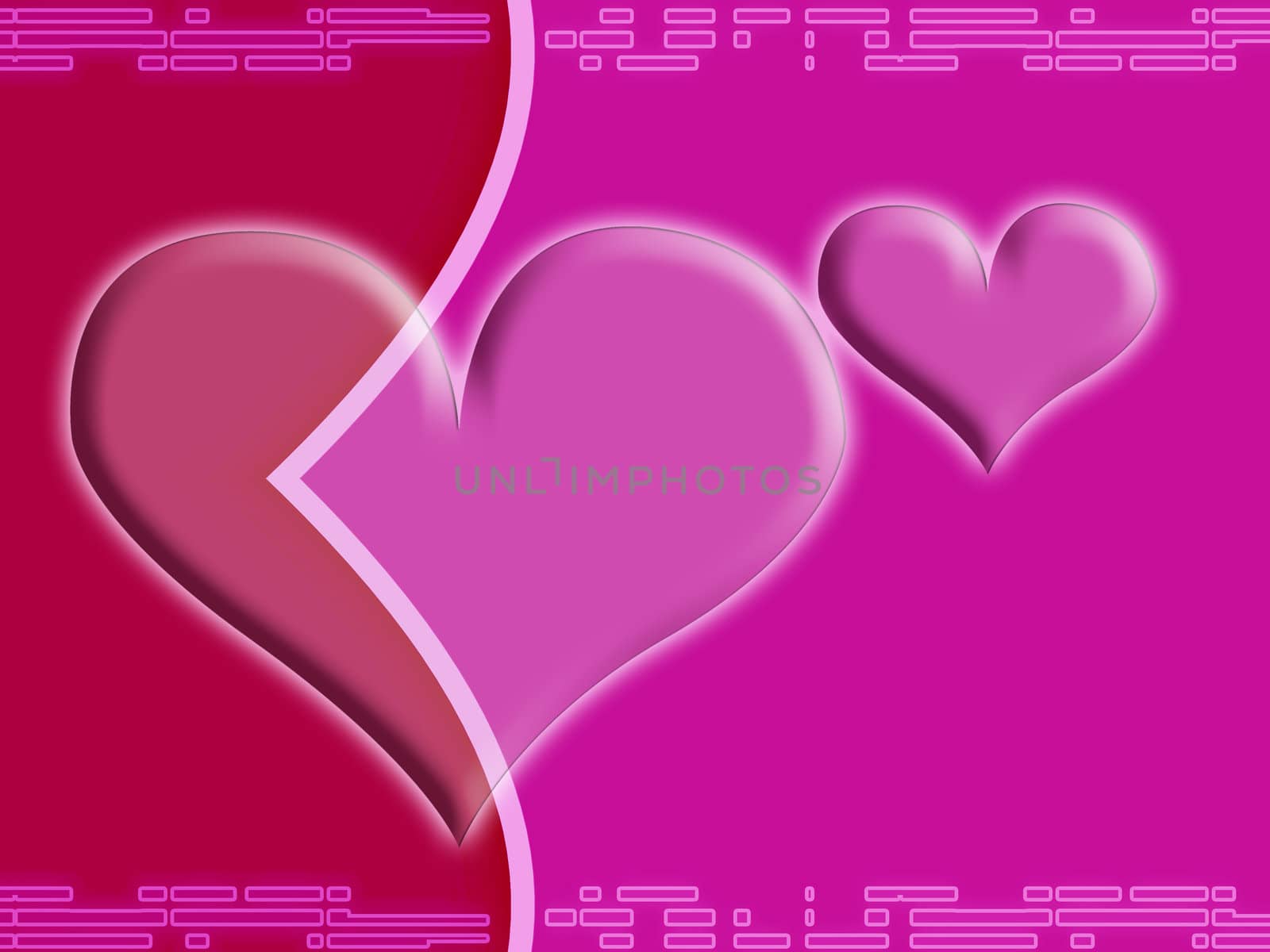Computer designed abstract background - Valentine's day card with two harts