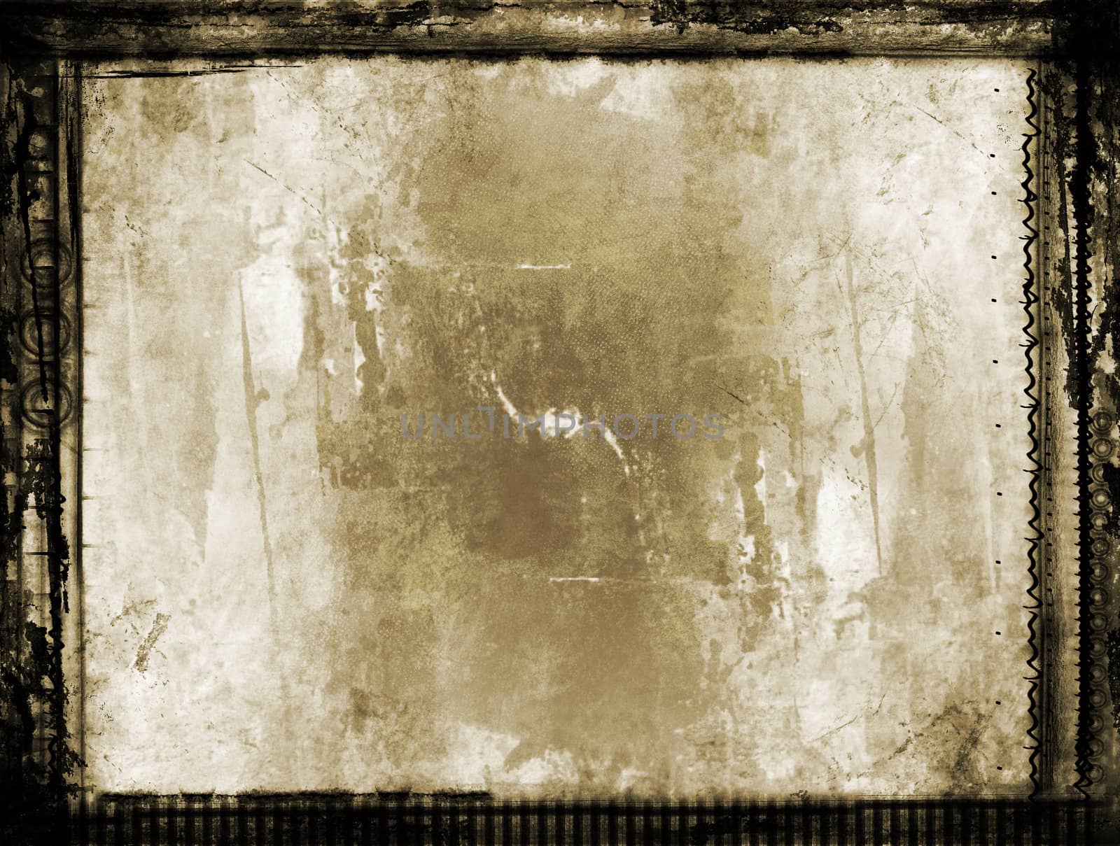 Computer designed grunge border and aged textured paper background with space for your image or text