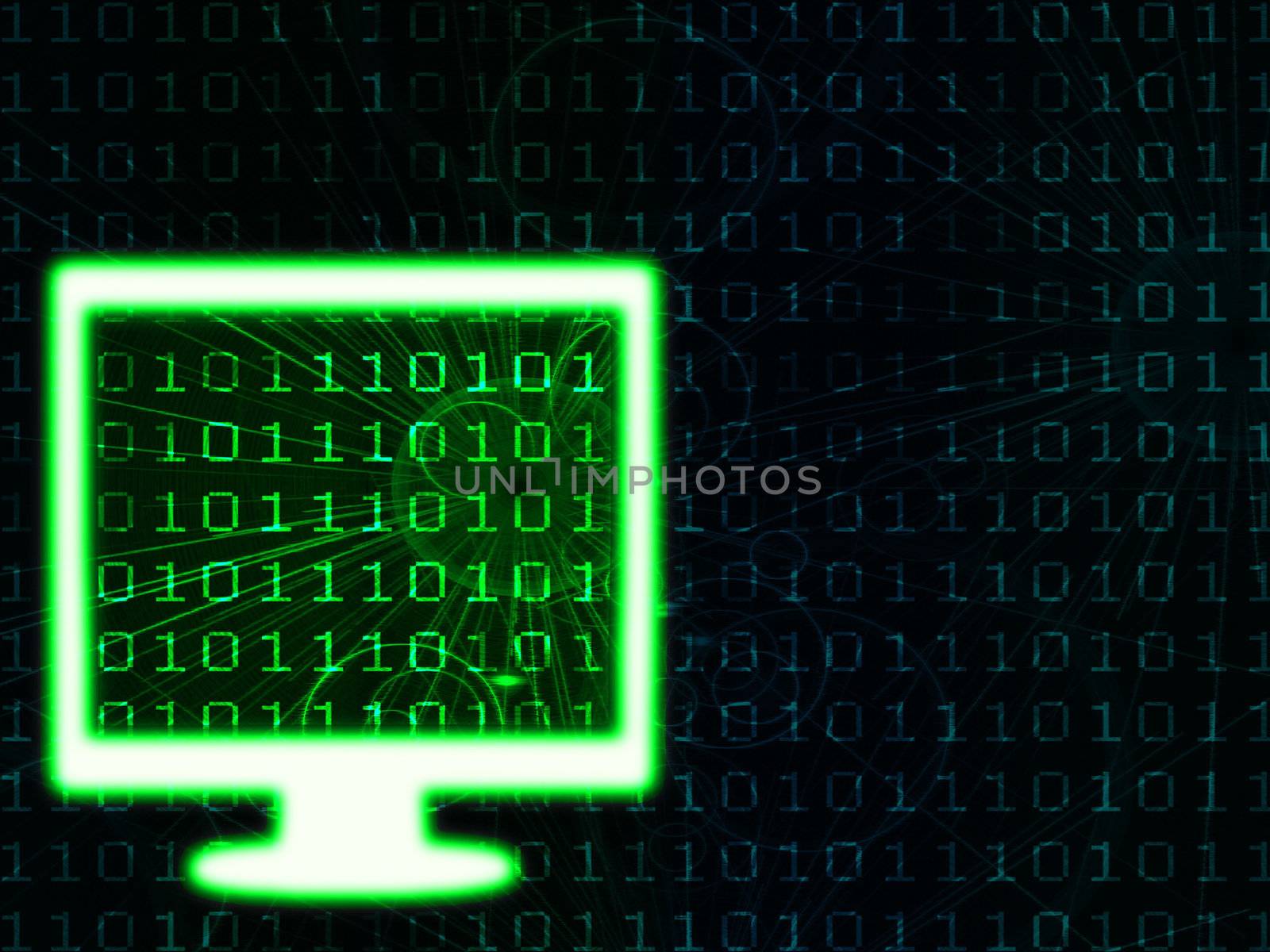 illustration of the binary code in monitor