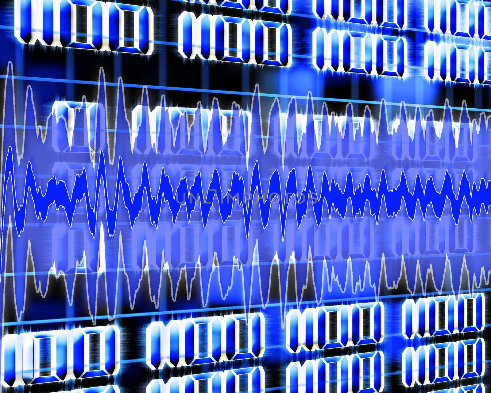 illustration of the binary code and sound wave