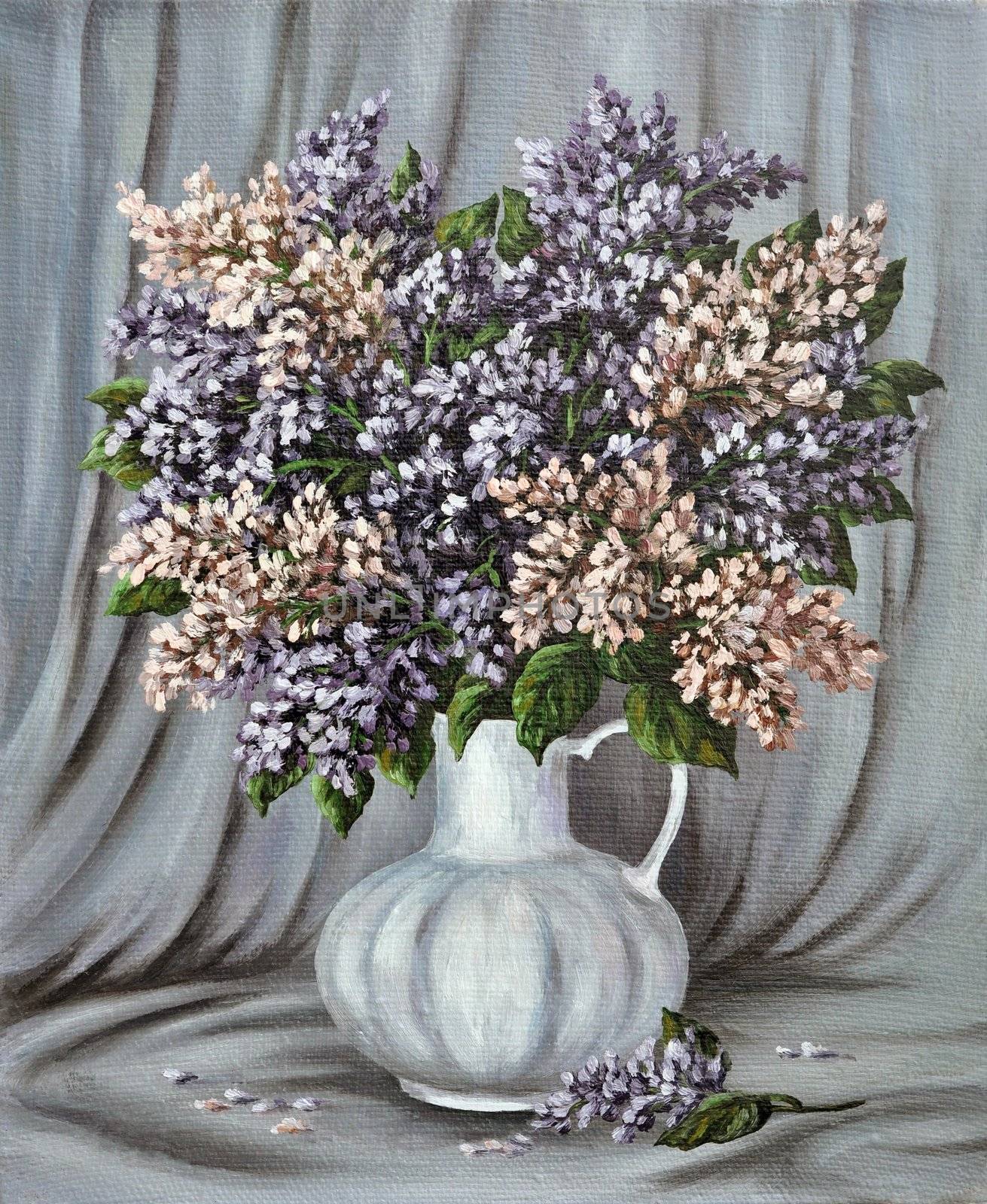 Lilac in a white porcelain jug by alexcoolok