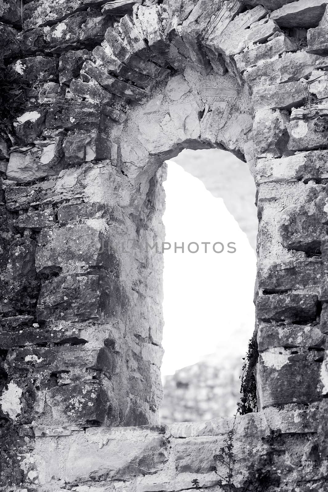 Window on the old stone castle