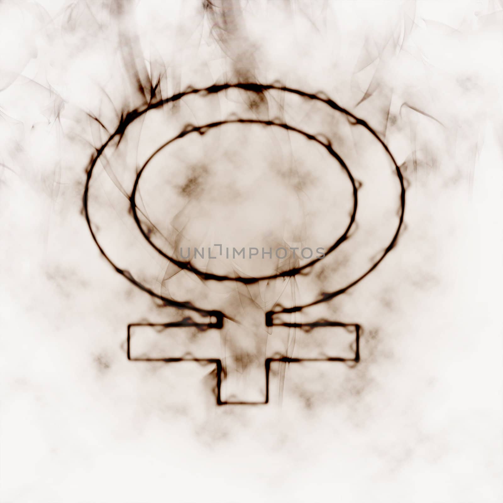 illustration of woman sign in the smoke