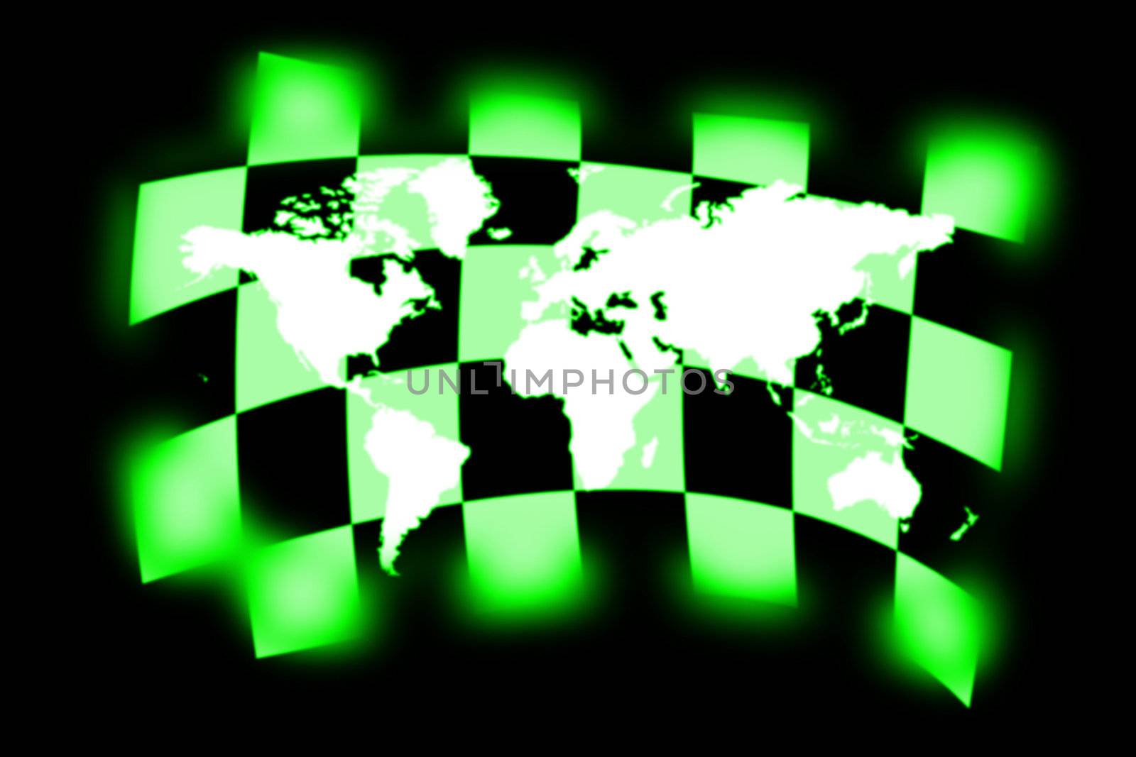 illustration of the world map on checkered flag