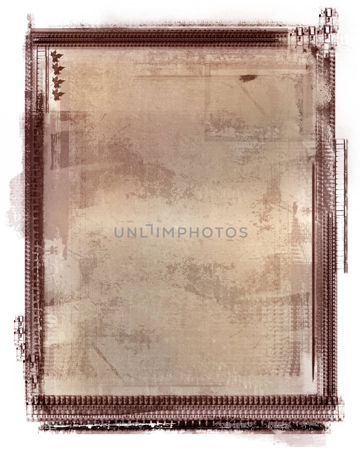 Computer designed highly detailed grunge border and aged textured background with space for your text or image