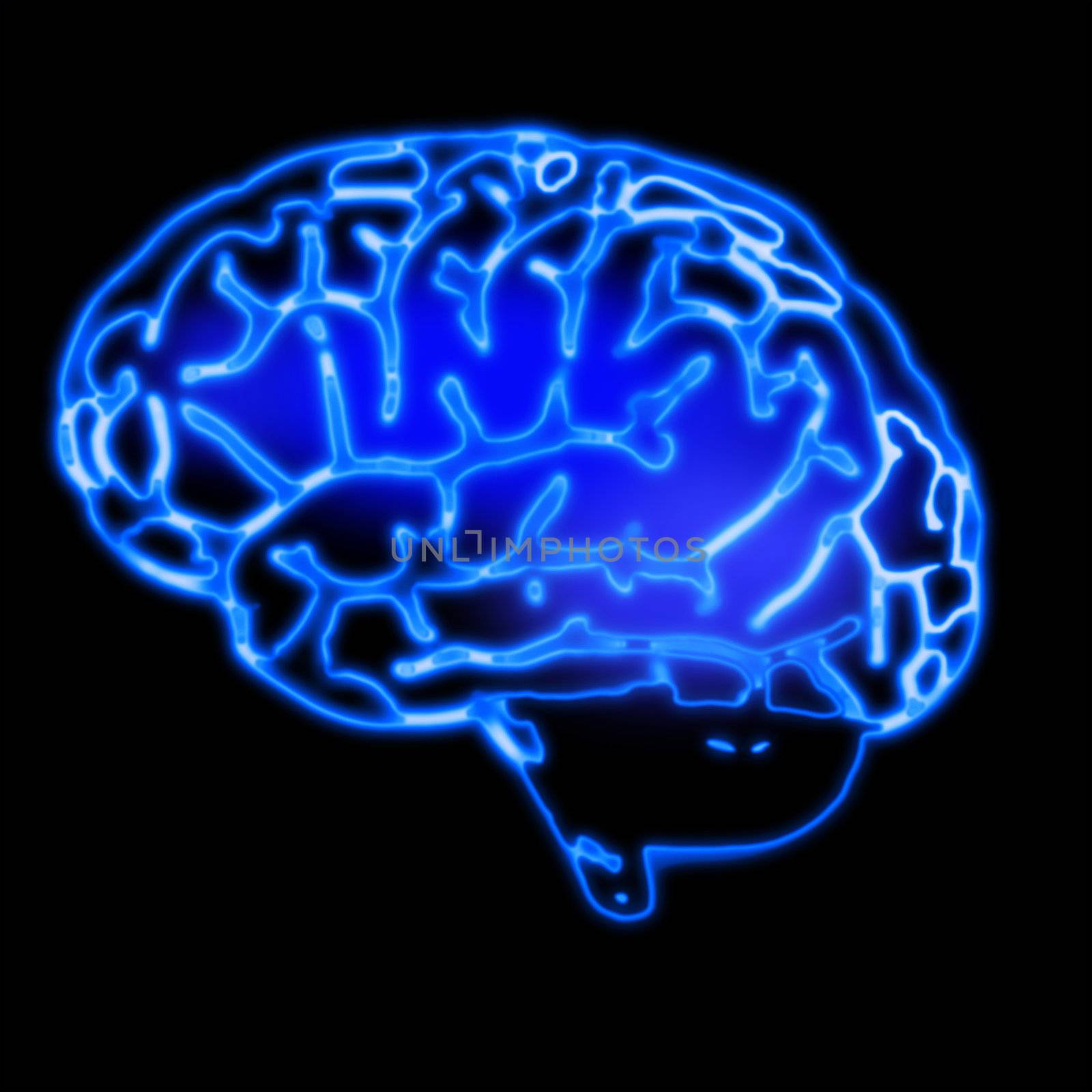 illustration of the abstract blue brain