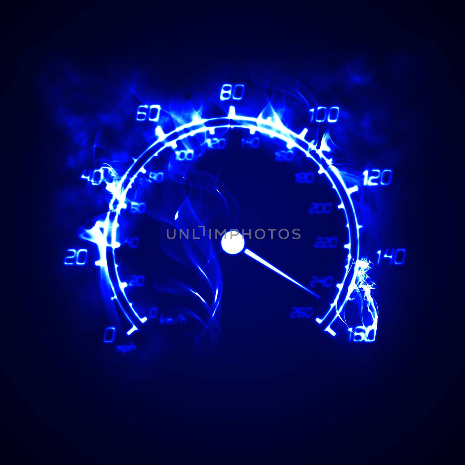 illustration of the burning speedometer in the smoke