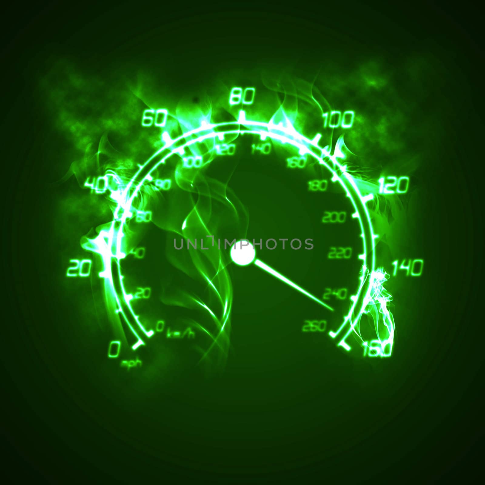 illustration of the burning speedometer in the smoke