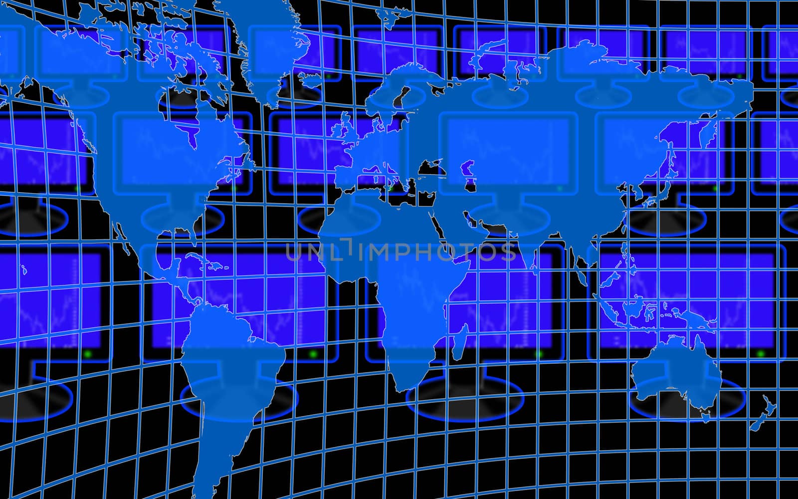 illustration of the monitors and digital map