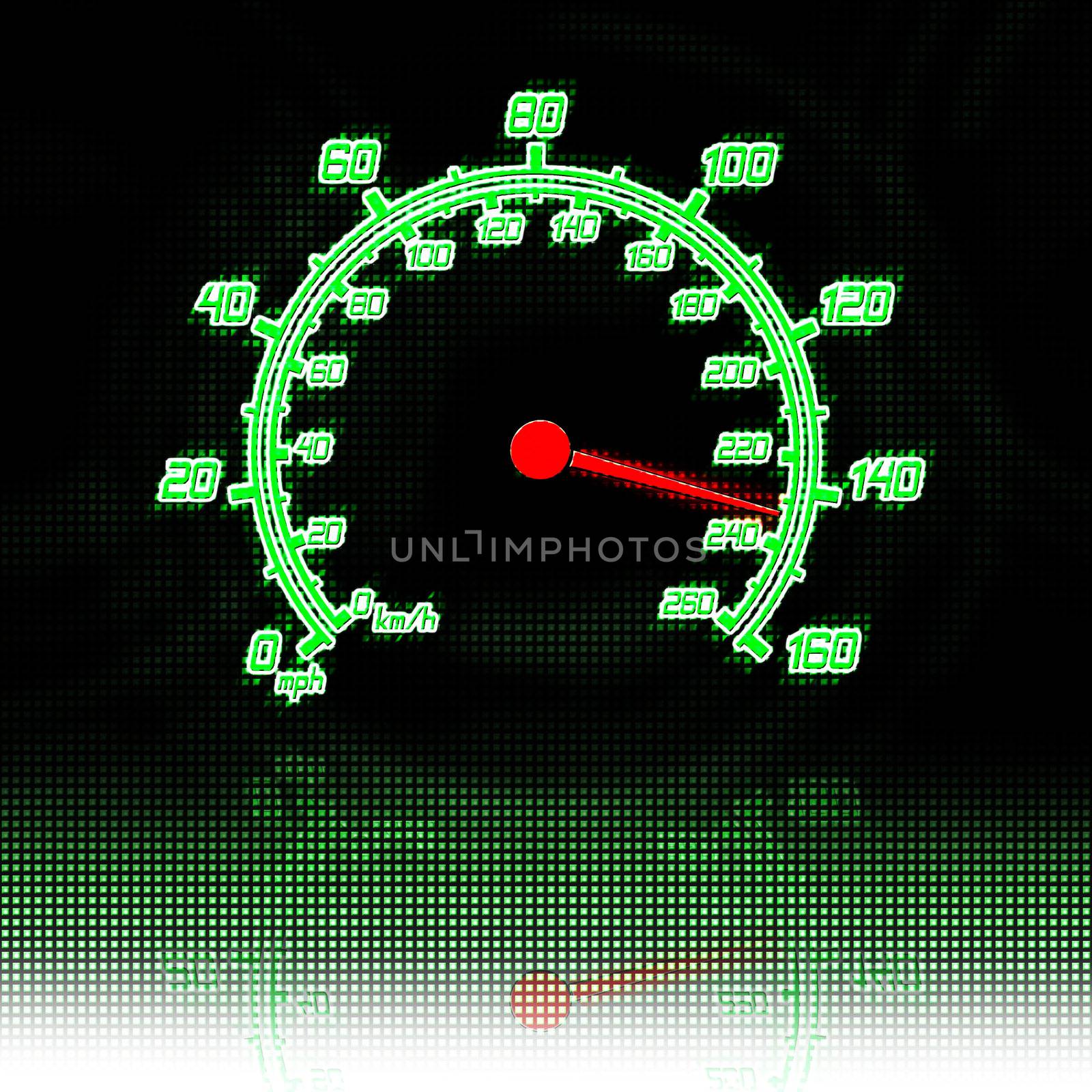 illustration of the speedometer and reflection