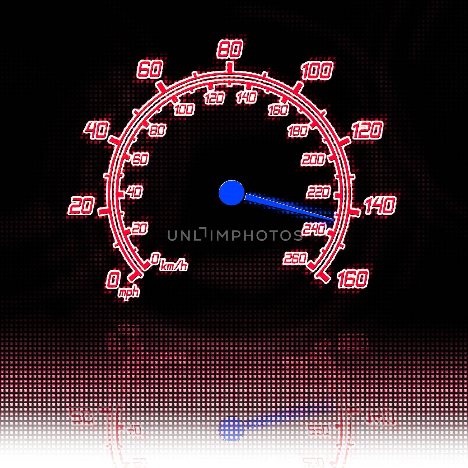 illustration of the speedometer and reflection