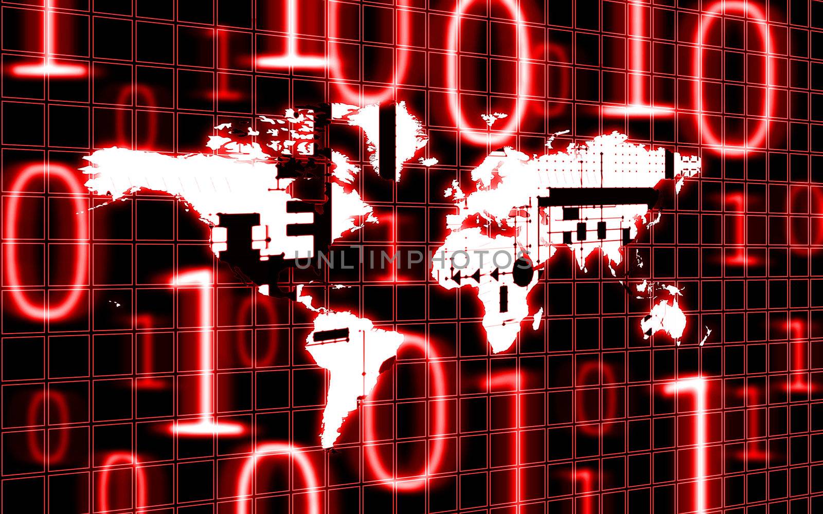 world map and binary code by Spartacus