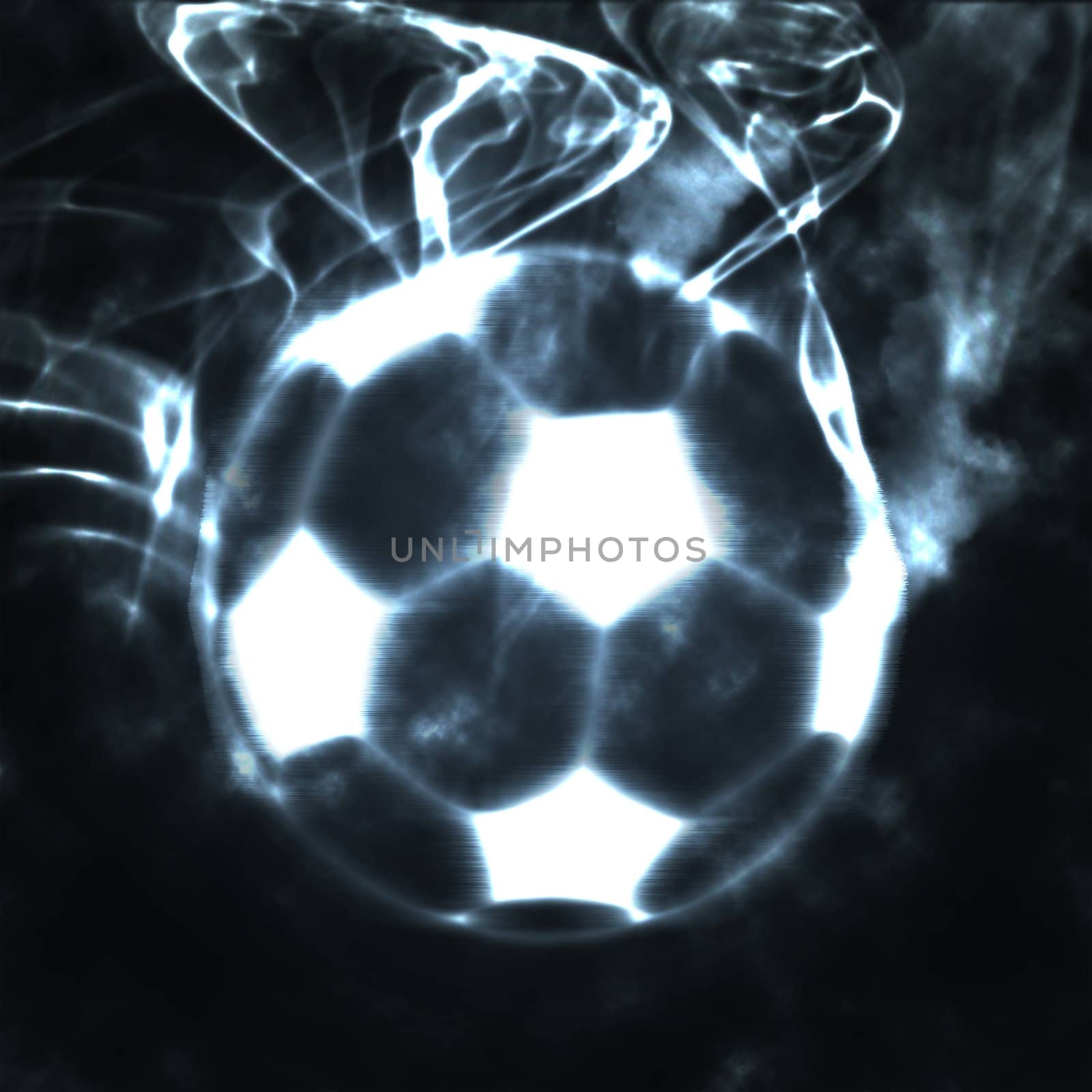 abstract football soccer ball in the smoke