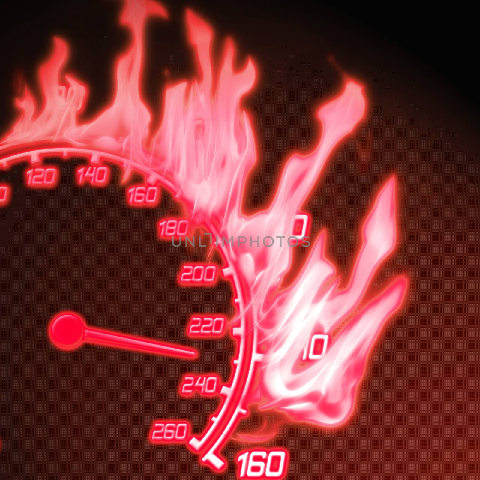 illustration of the red burning speedometer