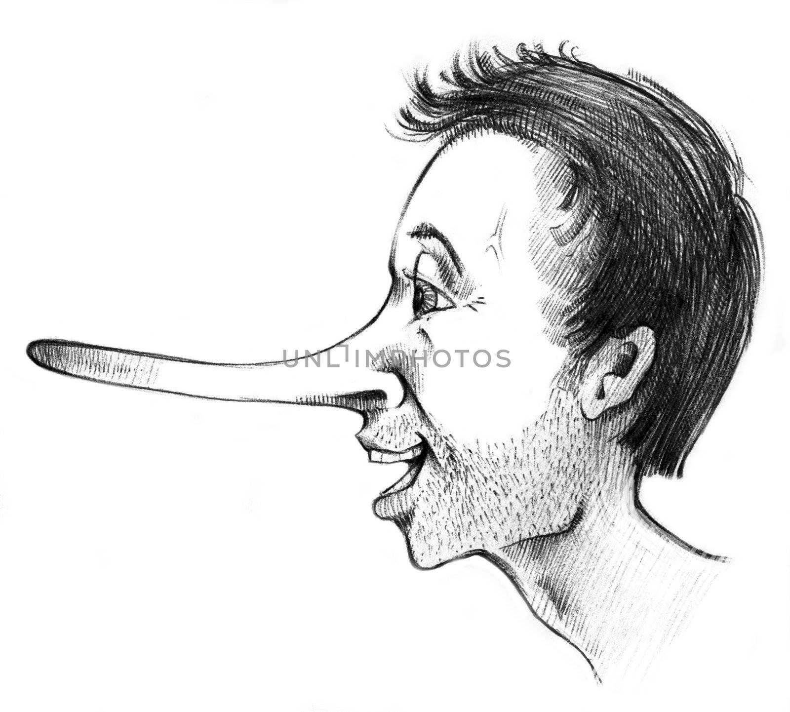 humorous illustration of guy talking lies