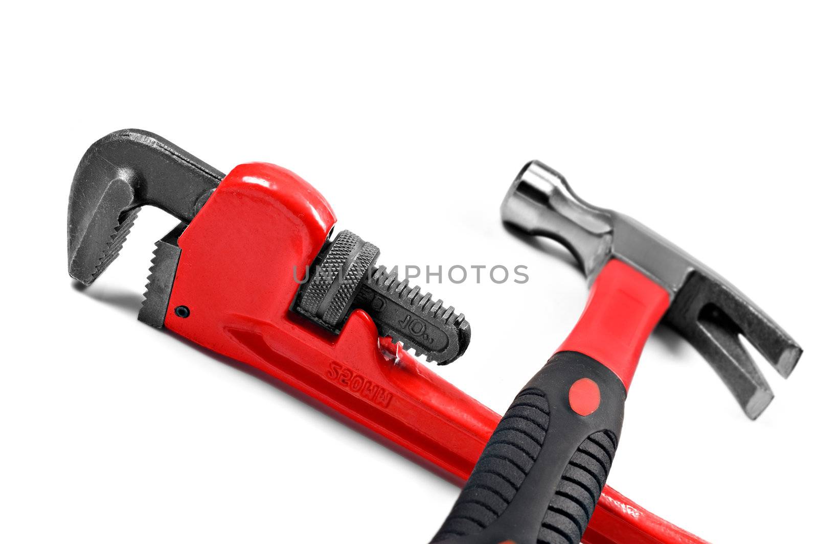 Hammer and wrench on a white background by tish1