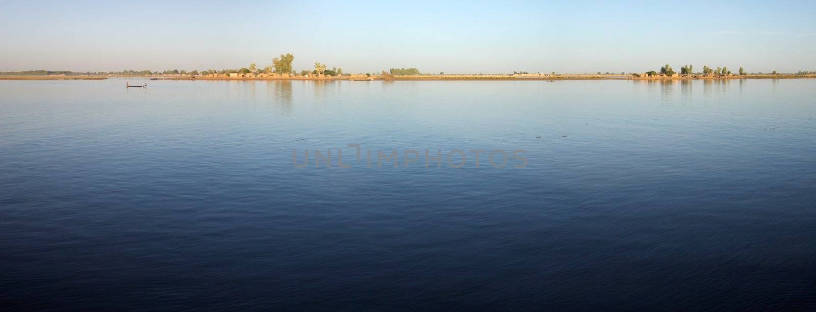 Panoramic and romantic atmosphere at river Niger in Mopti - Mali.