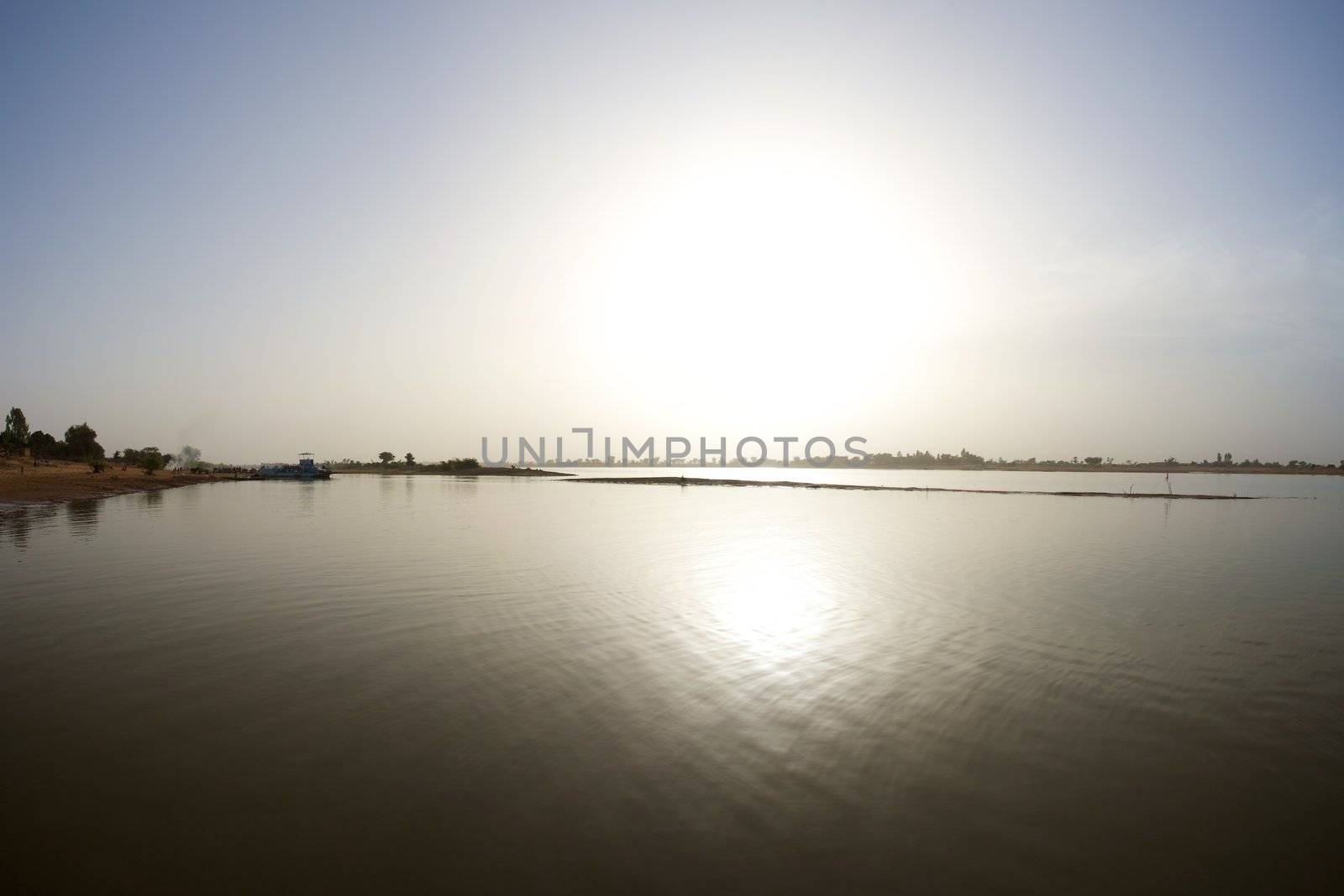 peaceful view of the Delta of Niger the big river in Mali
