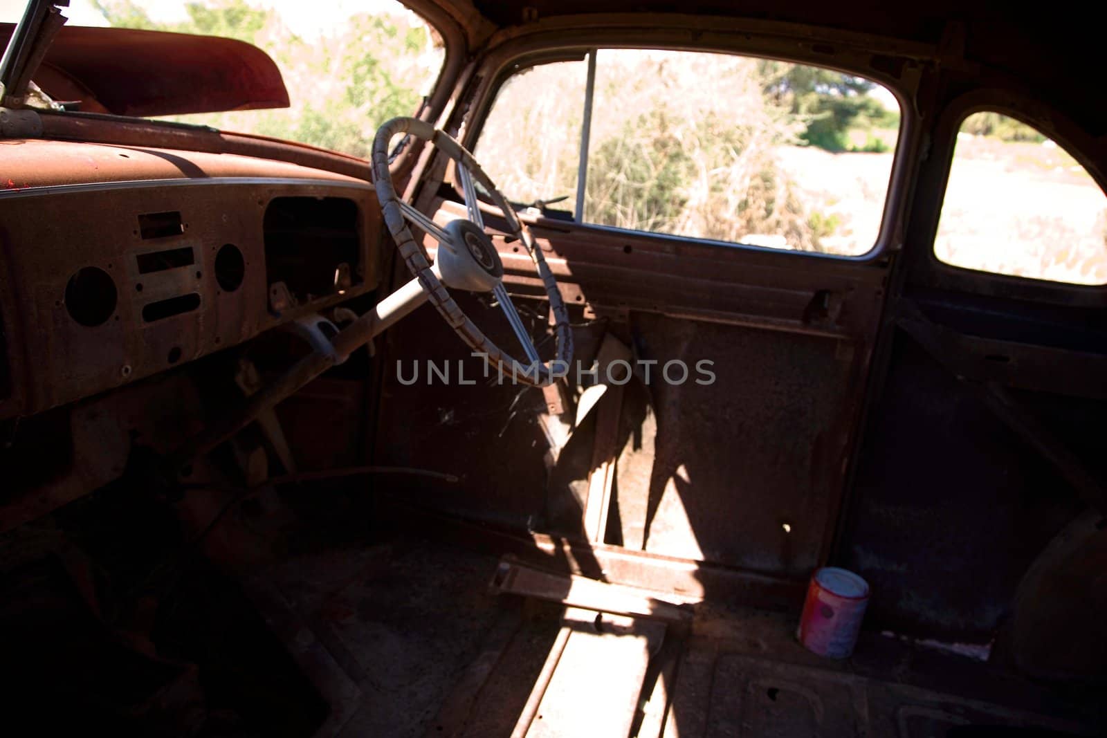 Inside of an old car somwhere in Namibia