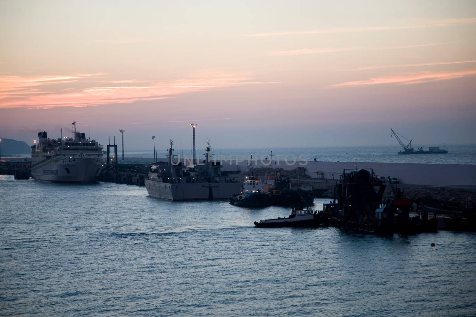 view of the Mediteranean sea from tangera and the port - morocco