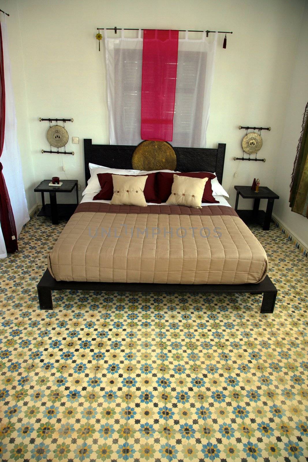 Beautiful authentic arabic bedroom in a traditional ryad in Morocco