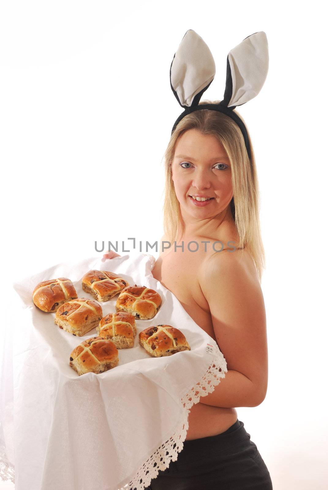 bunny girl with hot cross buns