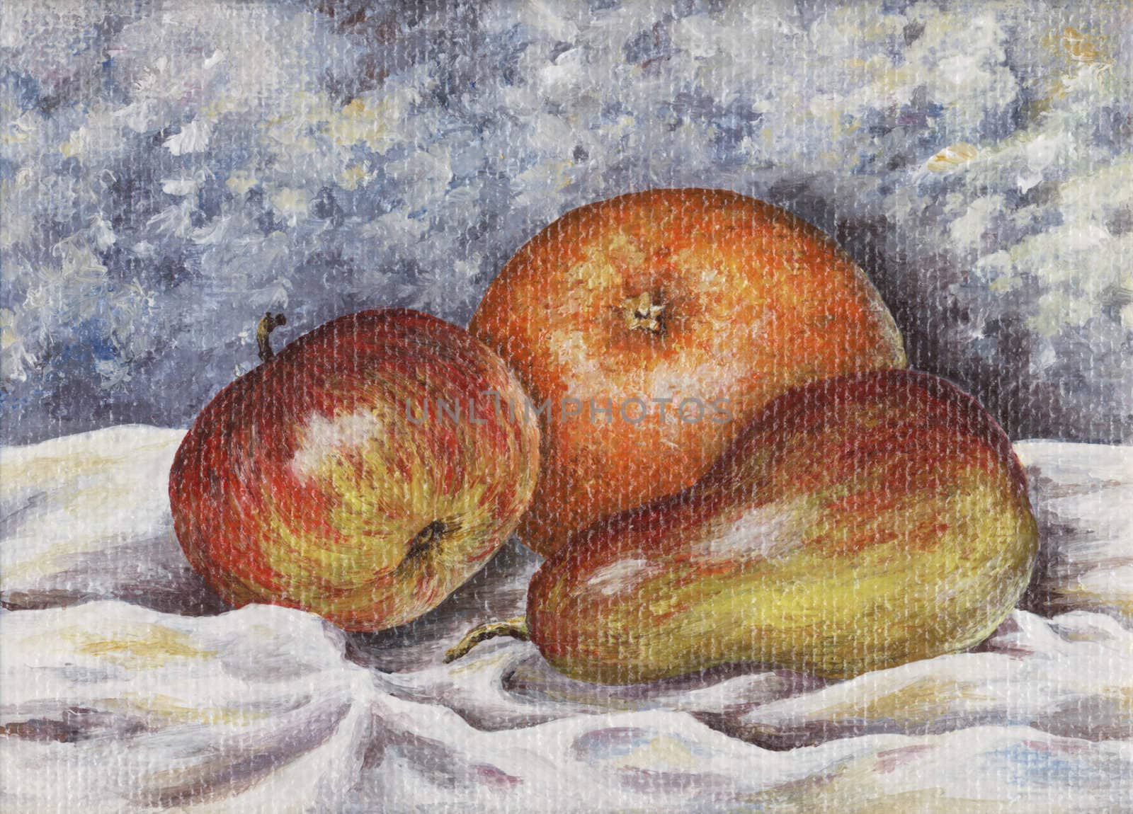Pear, apple, orange by alexcoolok