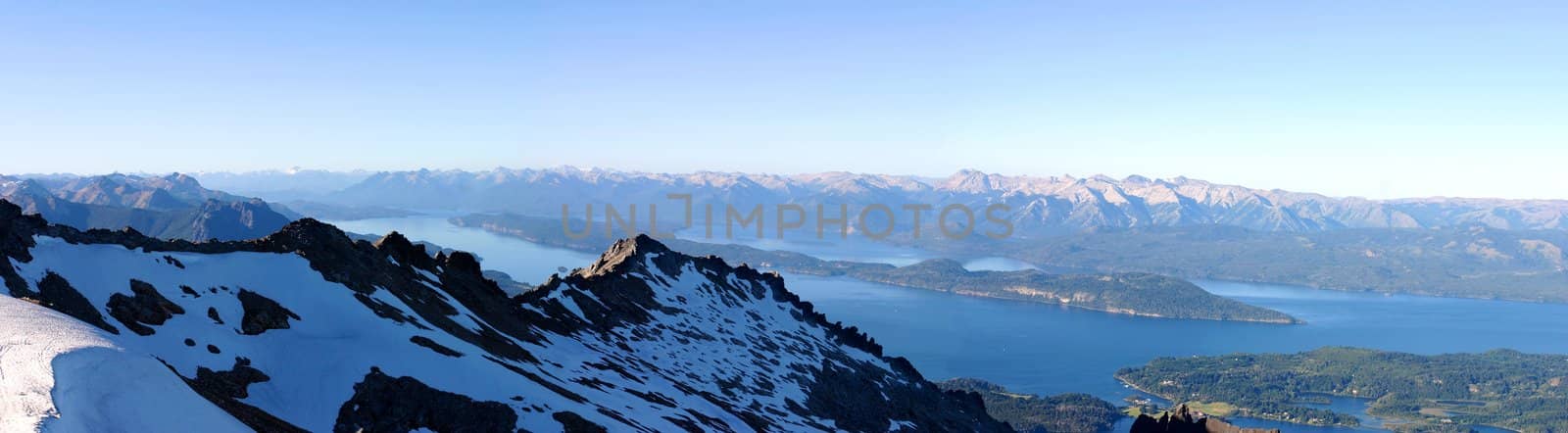 Panoramic View on Bariloche the mountains and the Lake - Patagonia