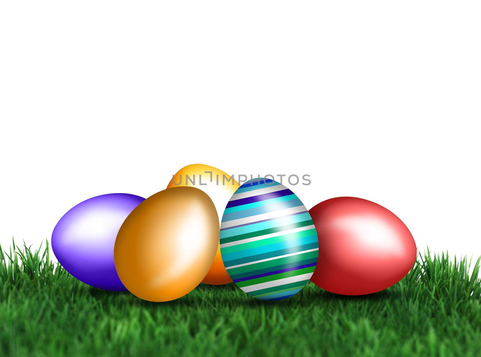 Colorful eggs on the meadows  by photochecker