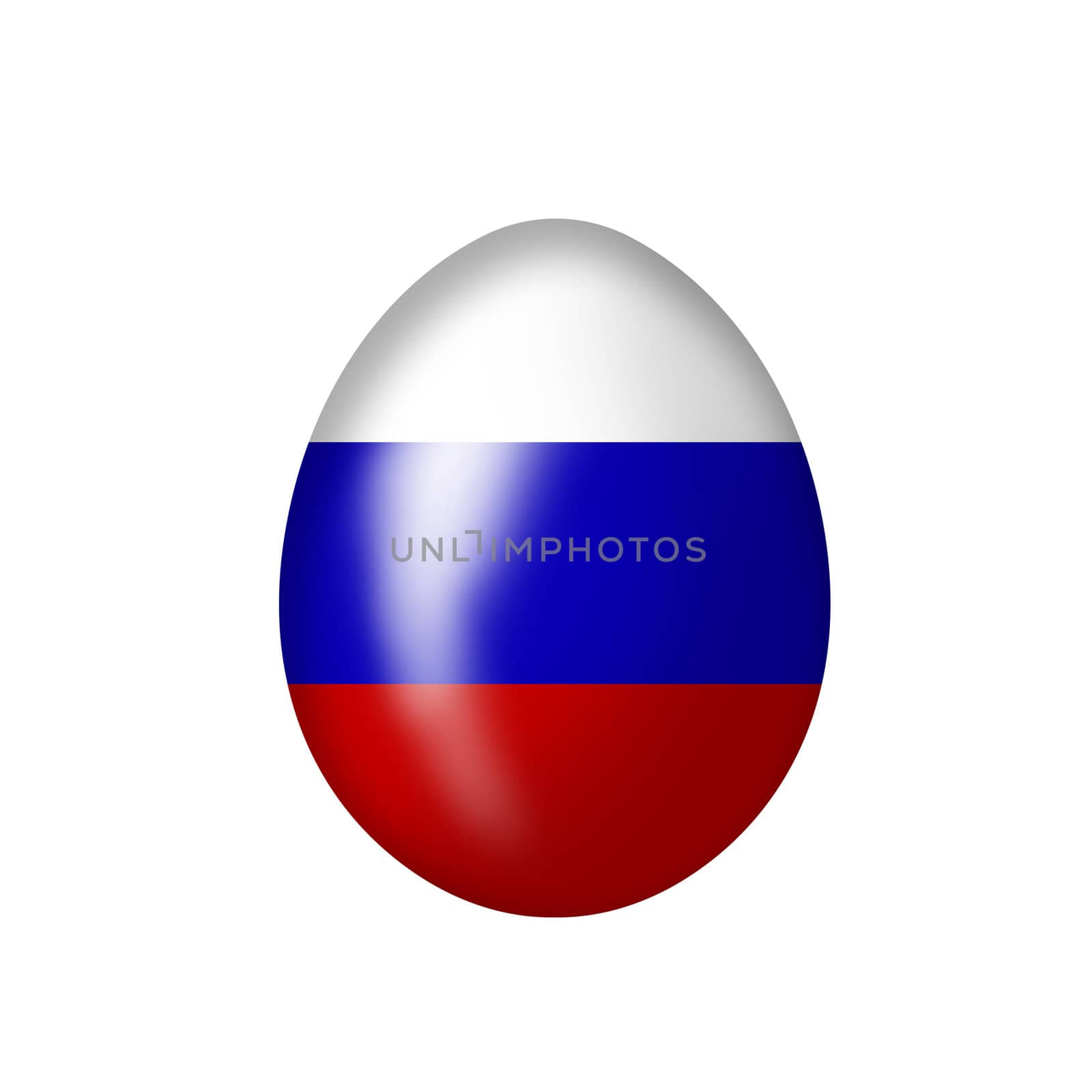 Easteregg with a russian flag on a white background