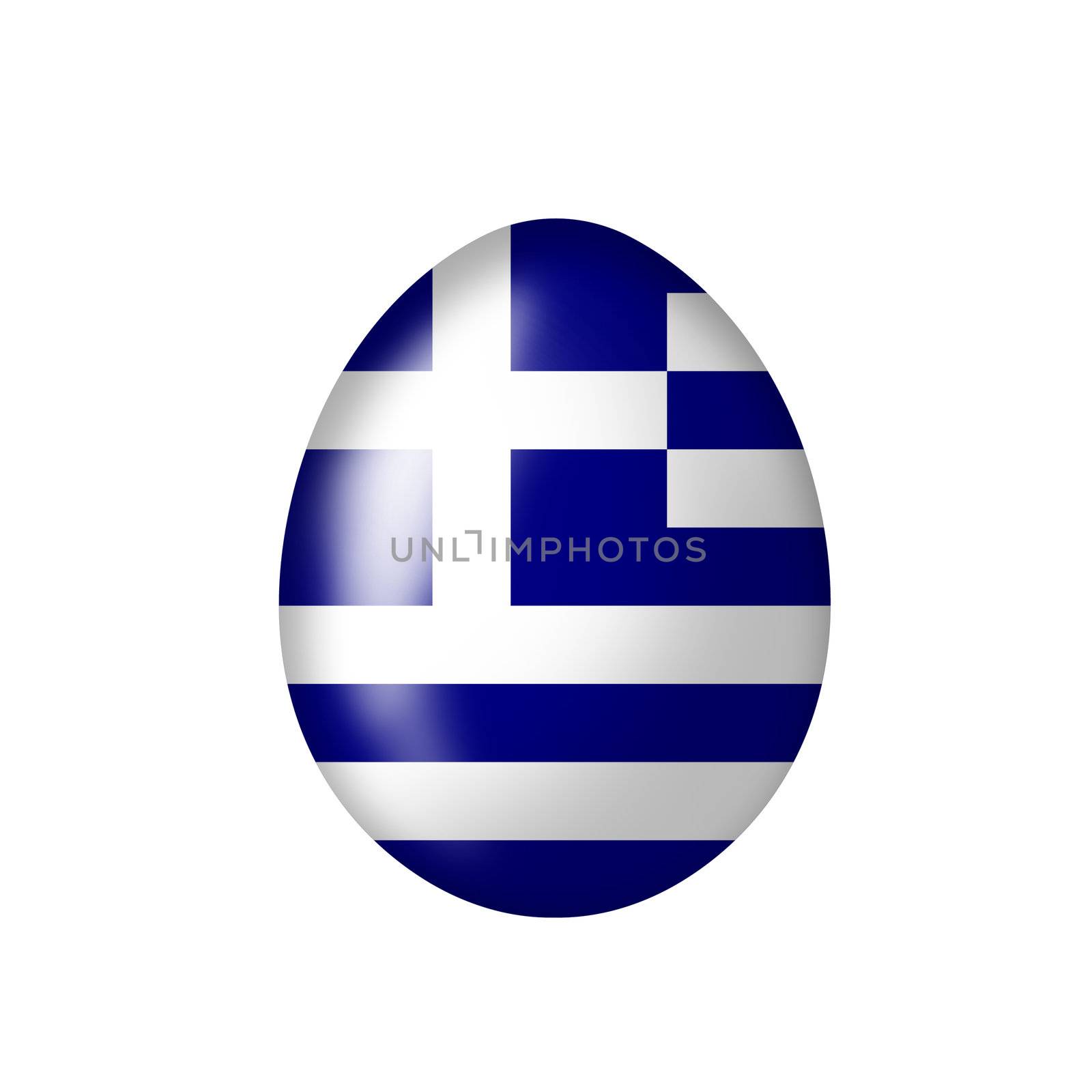 Easteregg with a greek flag on a white background