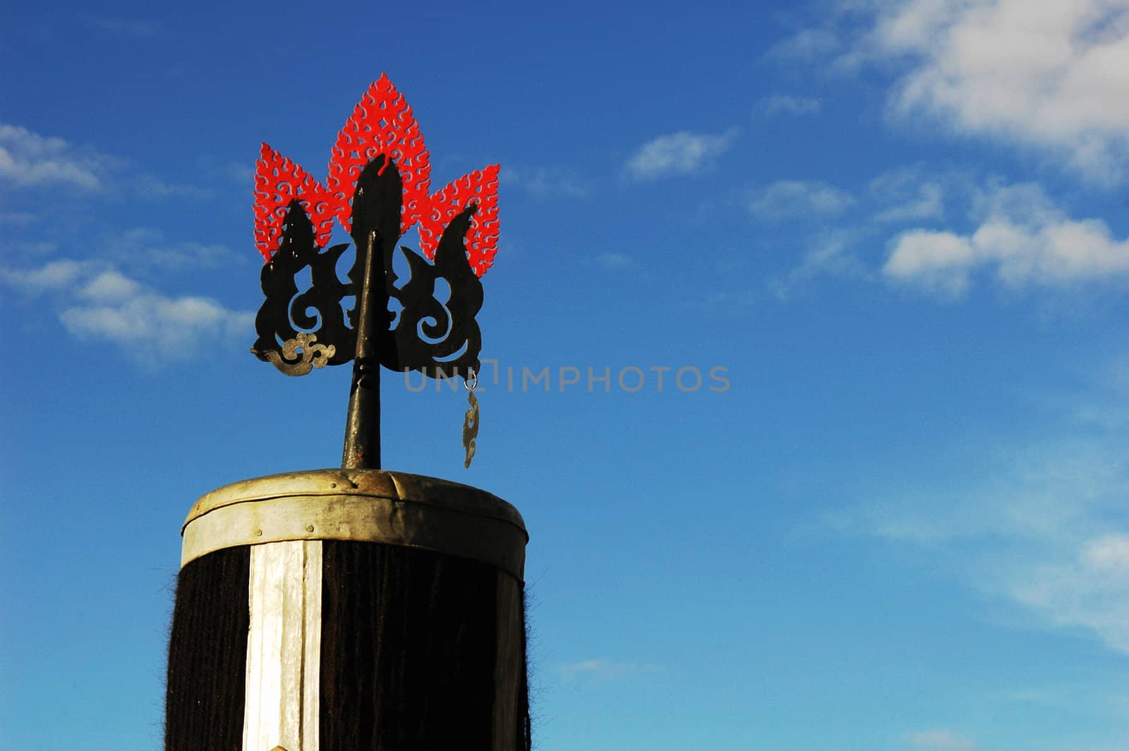 Roof of a Tibetan building in details