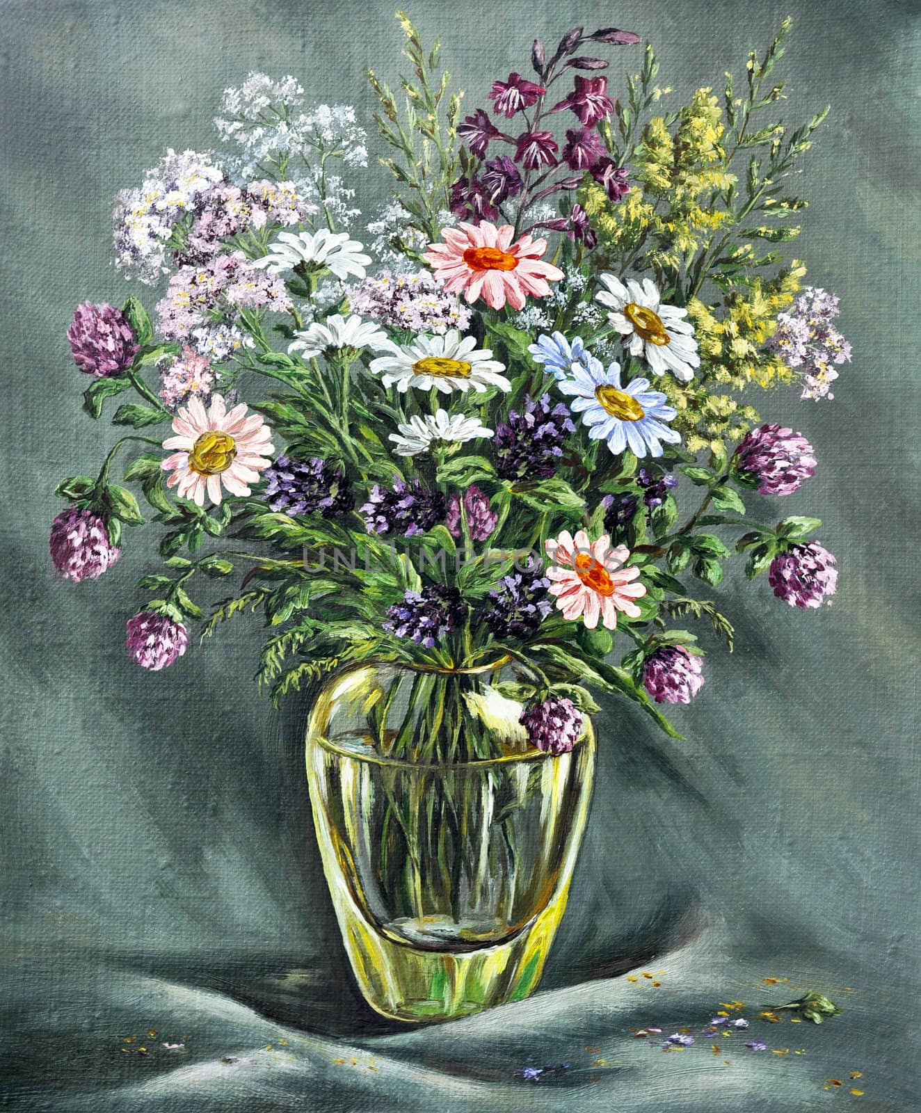 Glass vase with wild flowers by alexcoolok