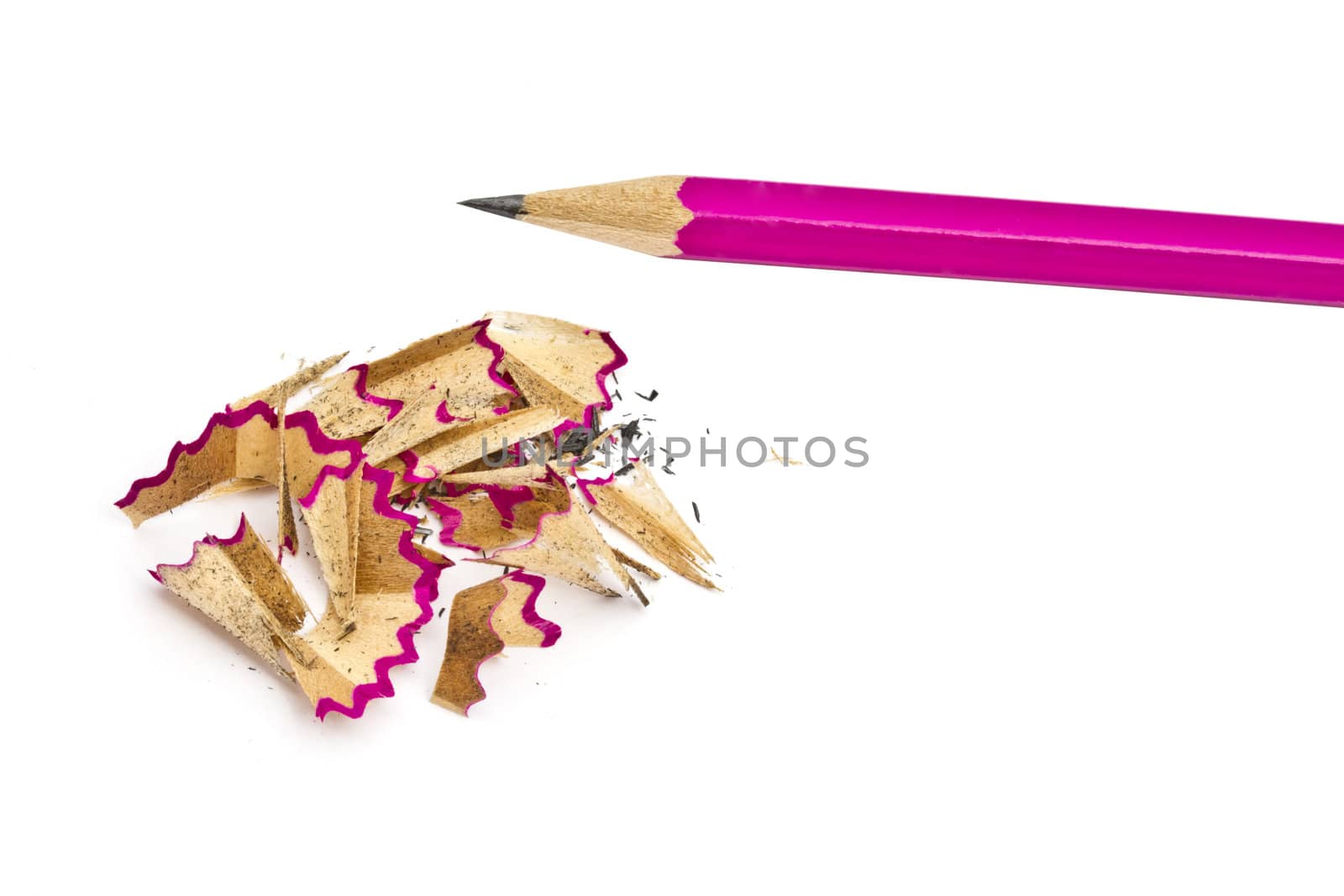 Pink pencil isolated on white background 
