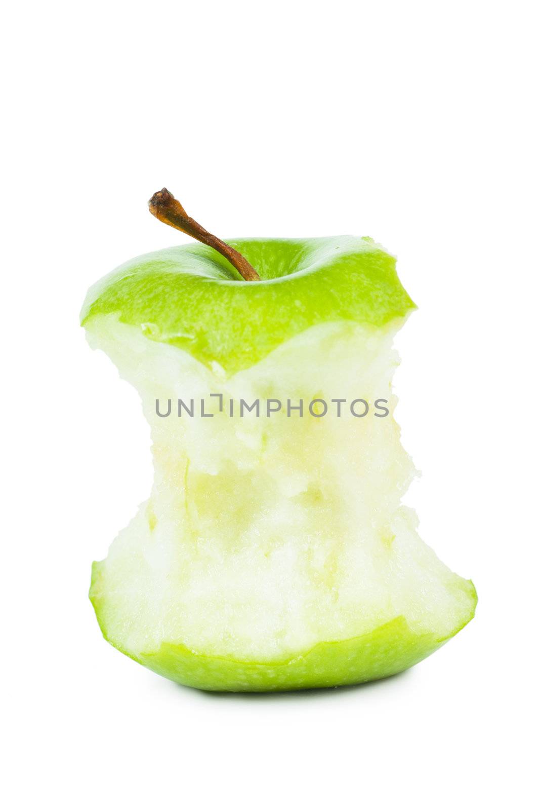 A core of green apple isolated over white background
