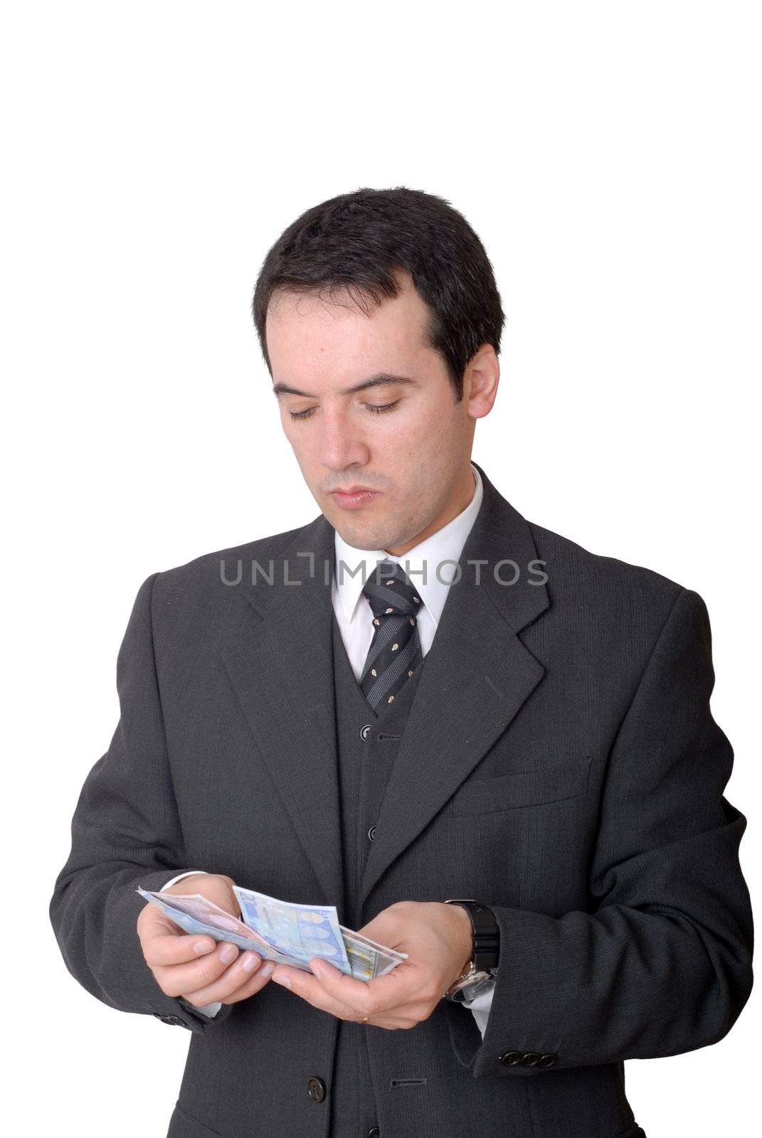 attractive young business man a over white background