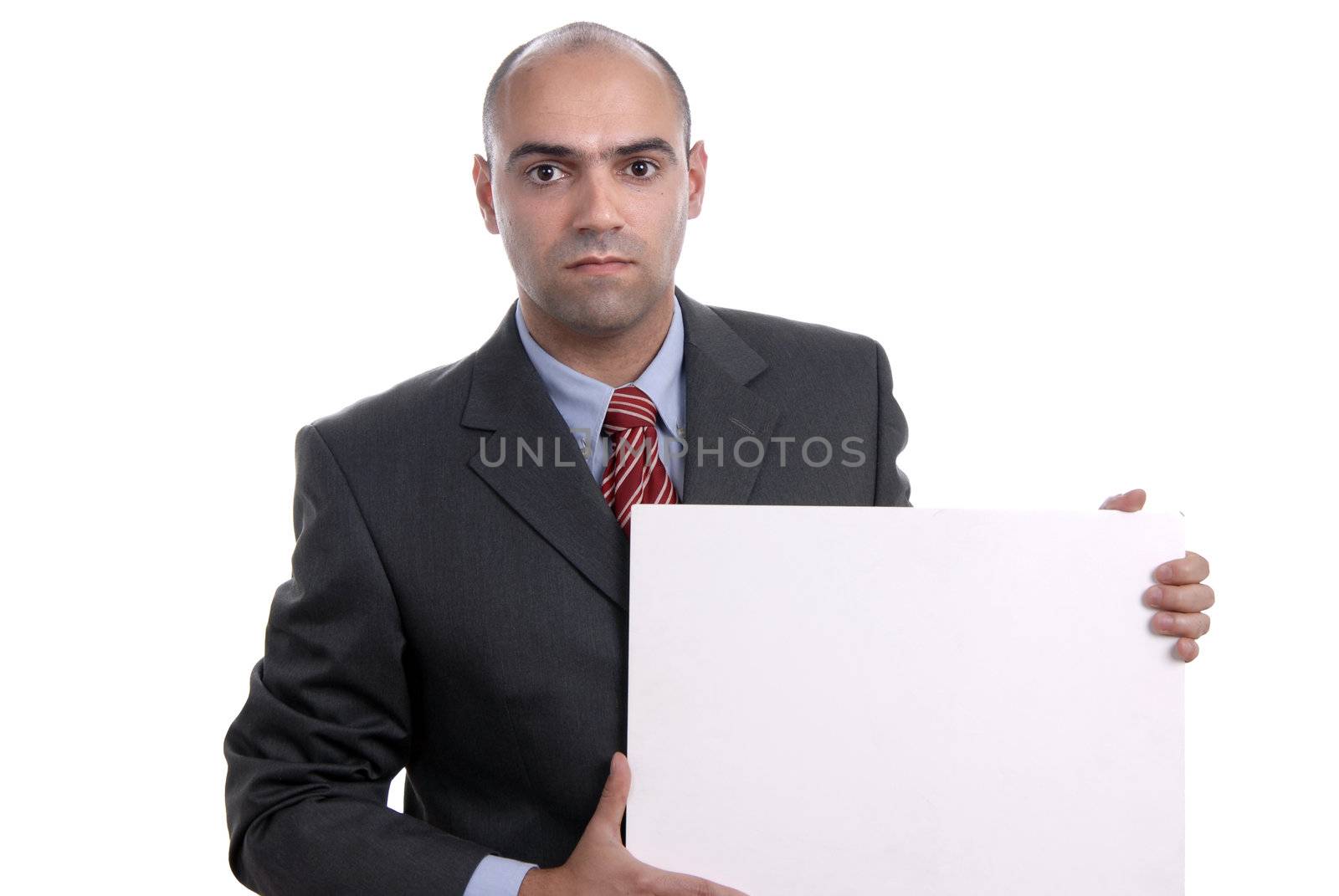 business man with an empty white card