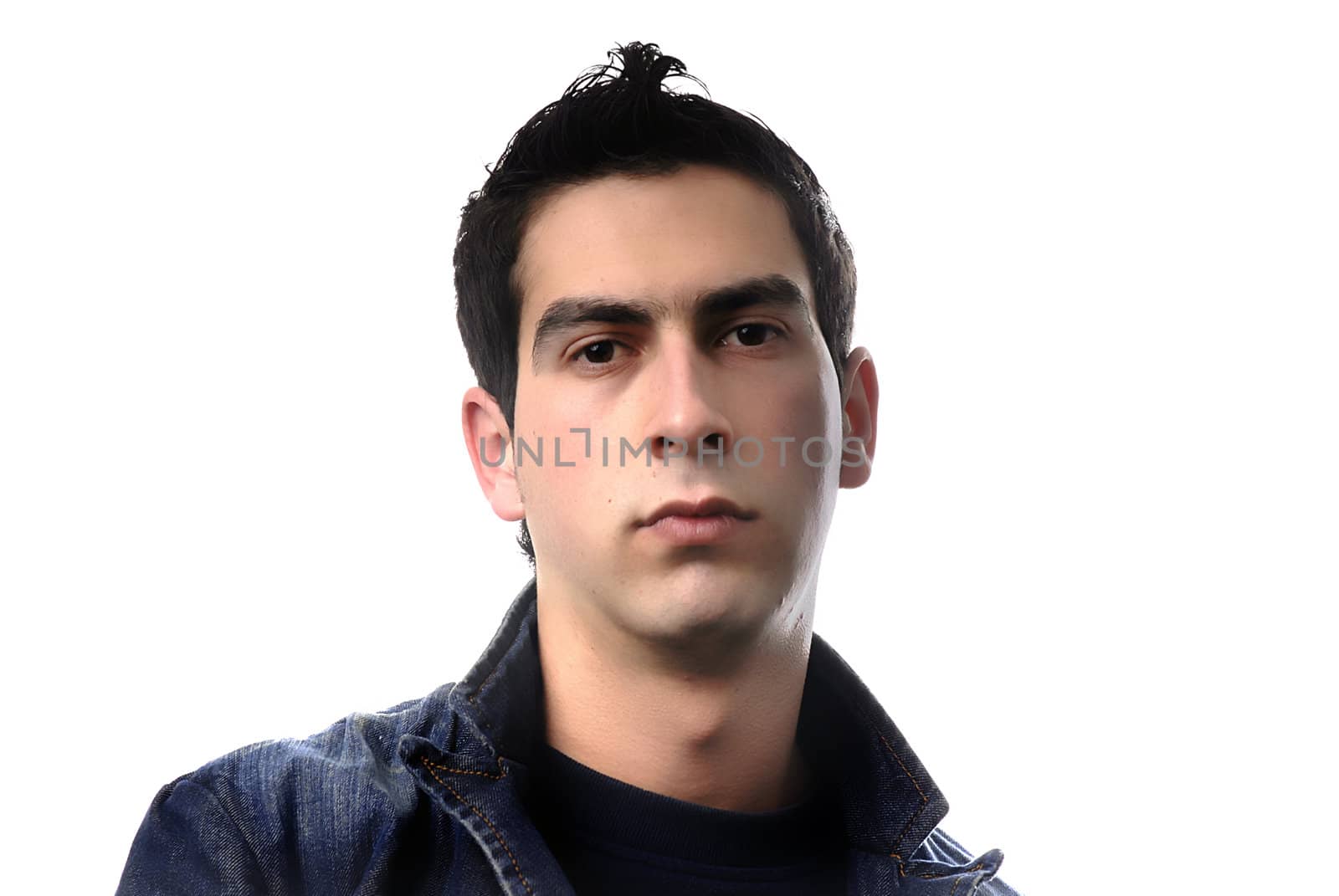 young casual man portrait in a white background