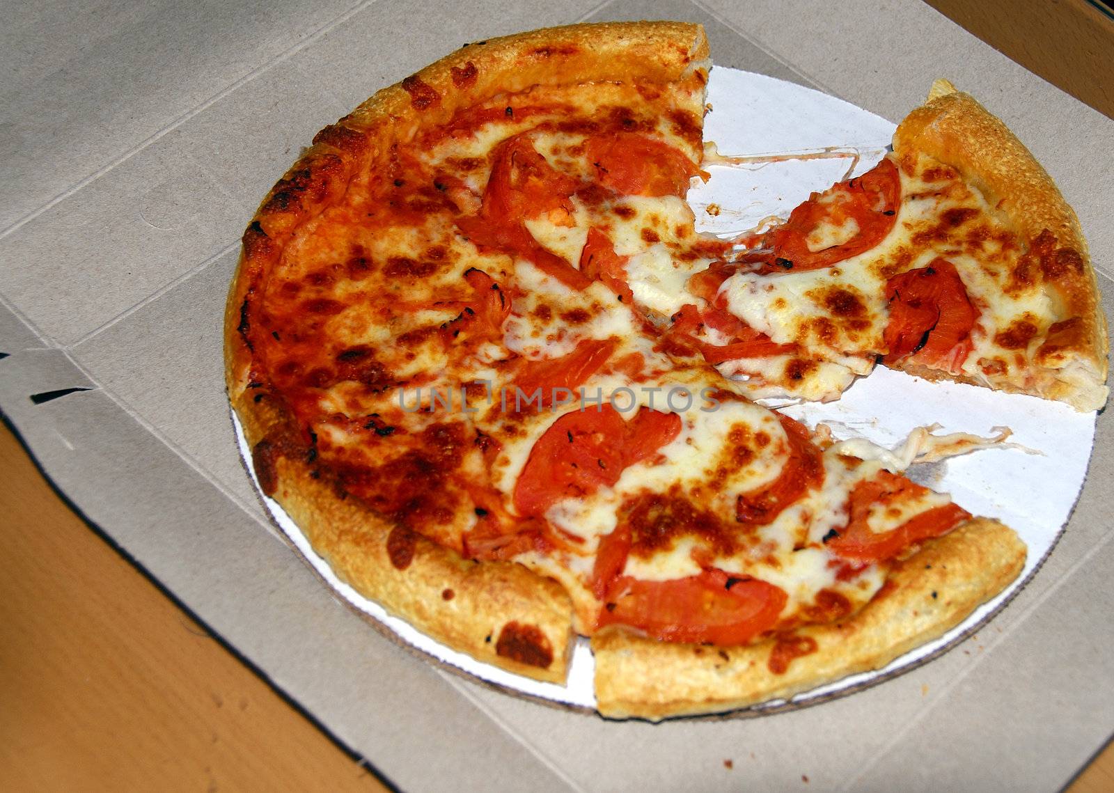Freshly and hot baked cheese pizza just delivered 