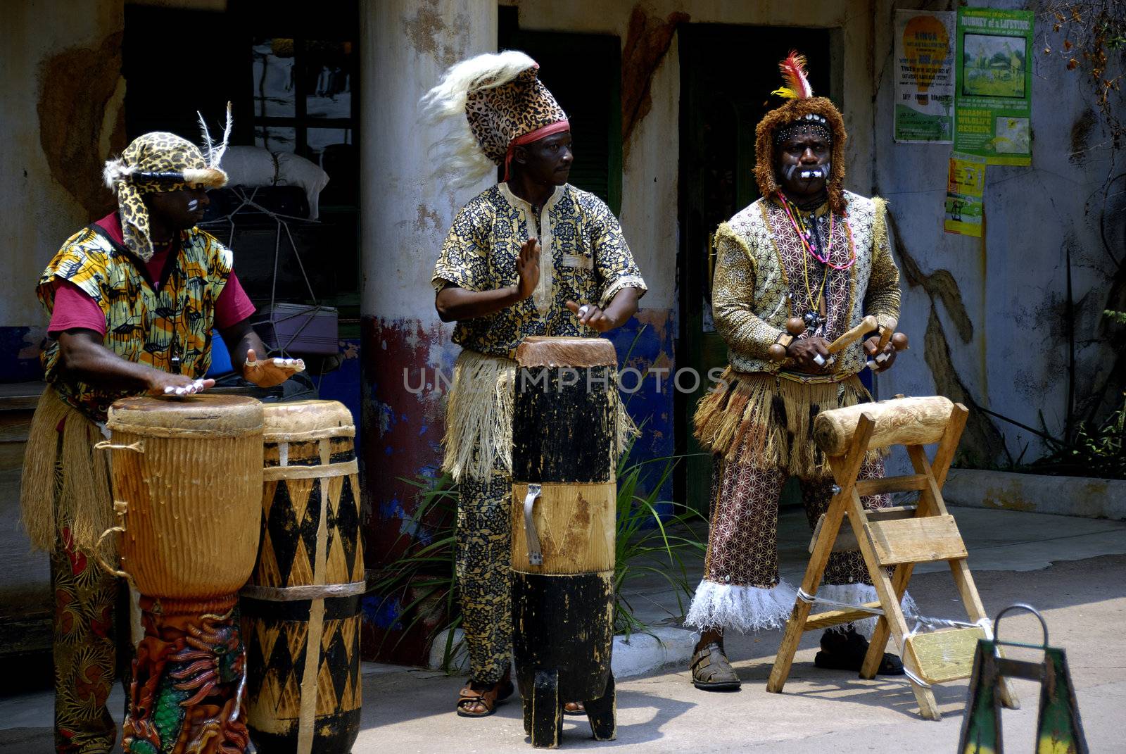 African Drummers performing an african folk song