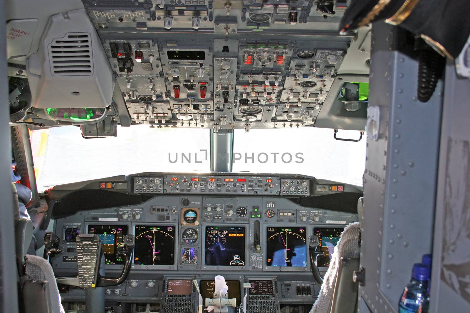 Cockpit in modern airliner