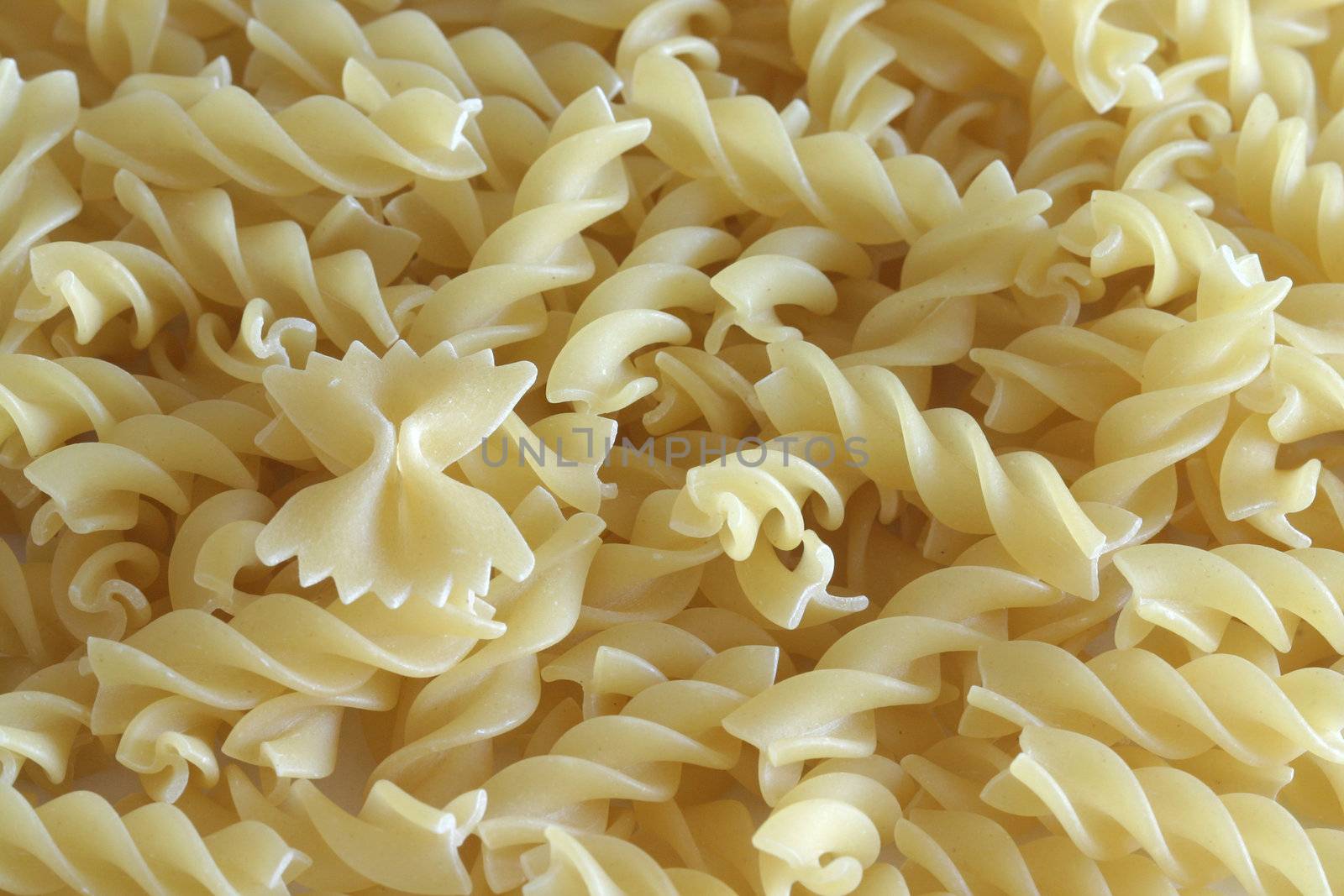 Raw pasta with two shapes