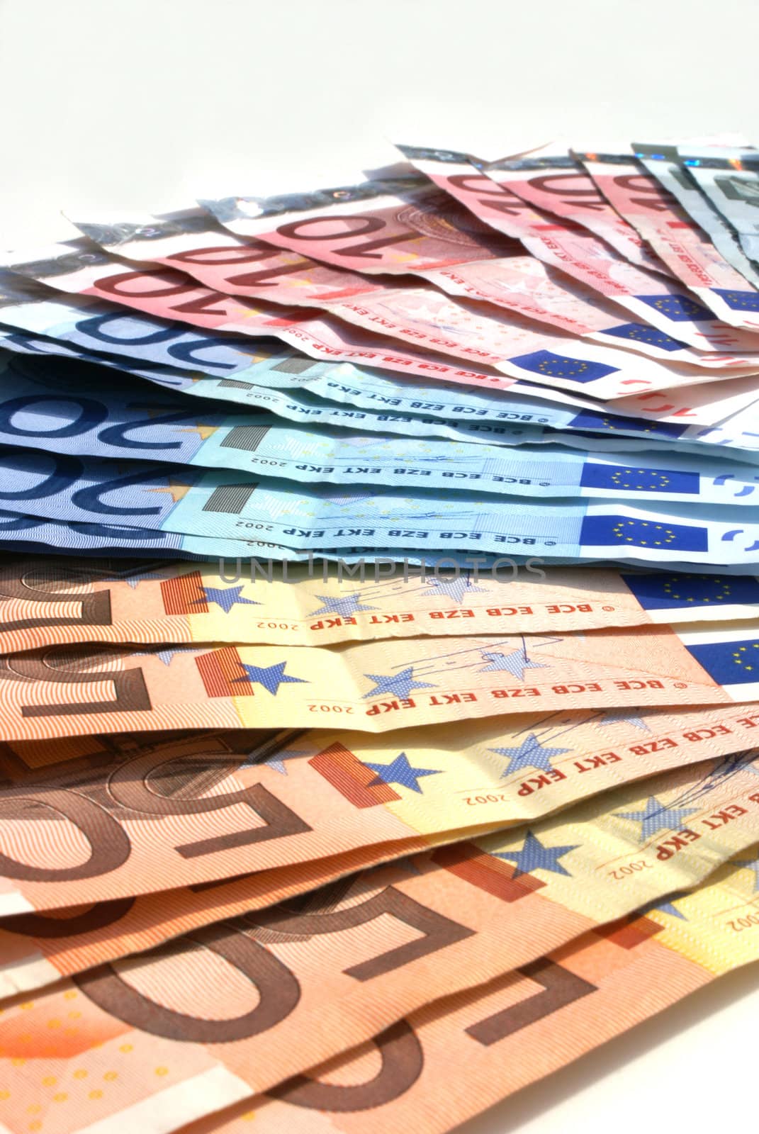 Pile of european paper money.