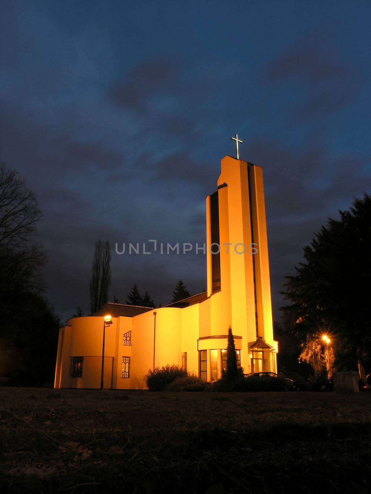 St. Leopold's church in Zagreb in night