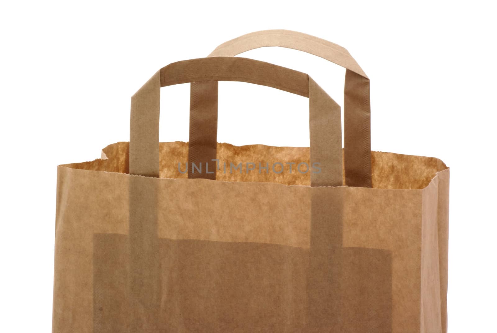 Isolated empty brown paper bag.